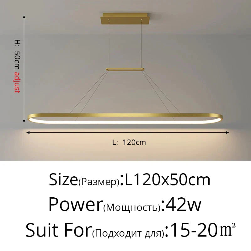 Salix V - Modern Minimalist Led Dimmable Bar Pendant Light Gold C 120Cm / With Remote Pendant