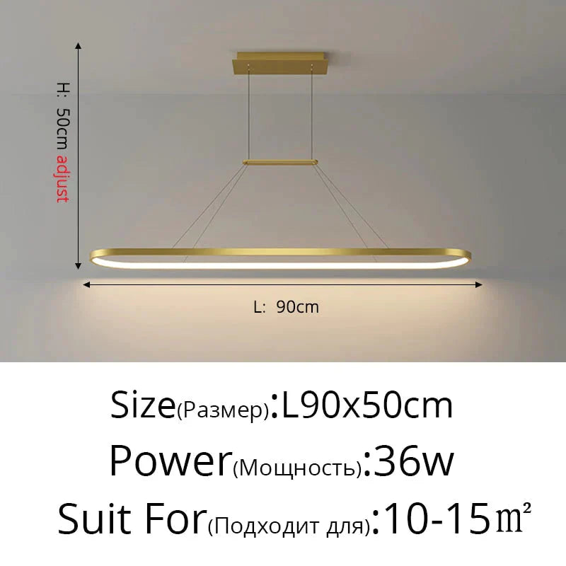 Salix V - Modern Minimalist Led Dimmable Bar Pendant Light Gold C 90Cm / With Remote Pendant