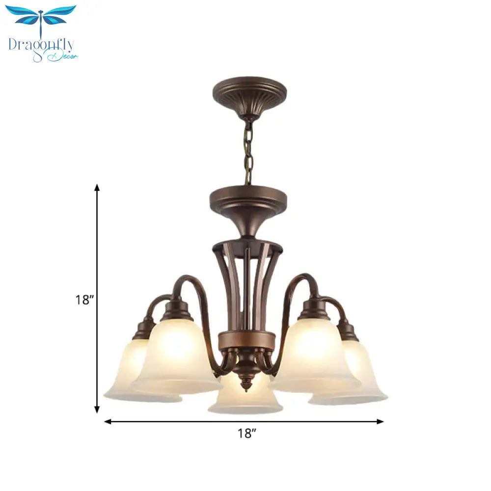 Scrolled Arm Metal Pendant Chandelier Rustic Style 3/5/6 Bulbs Guest Room Ceiling Hang Fixture In