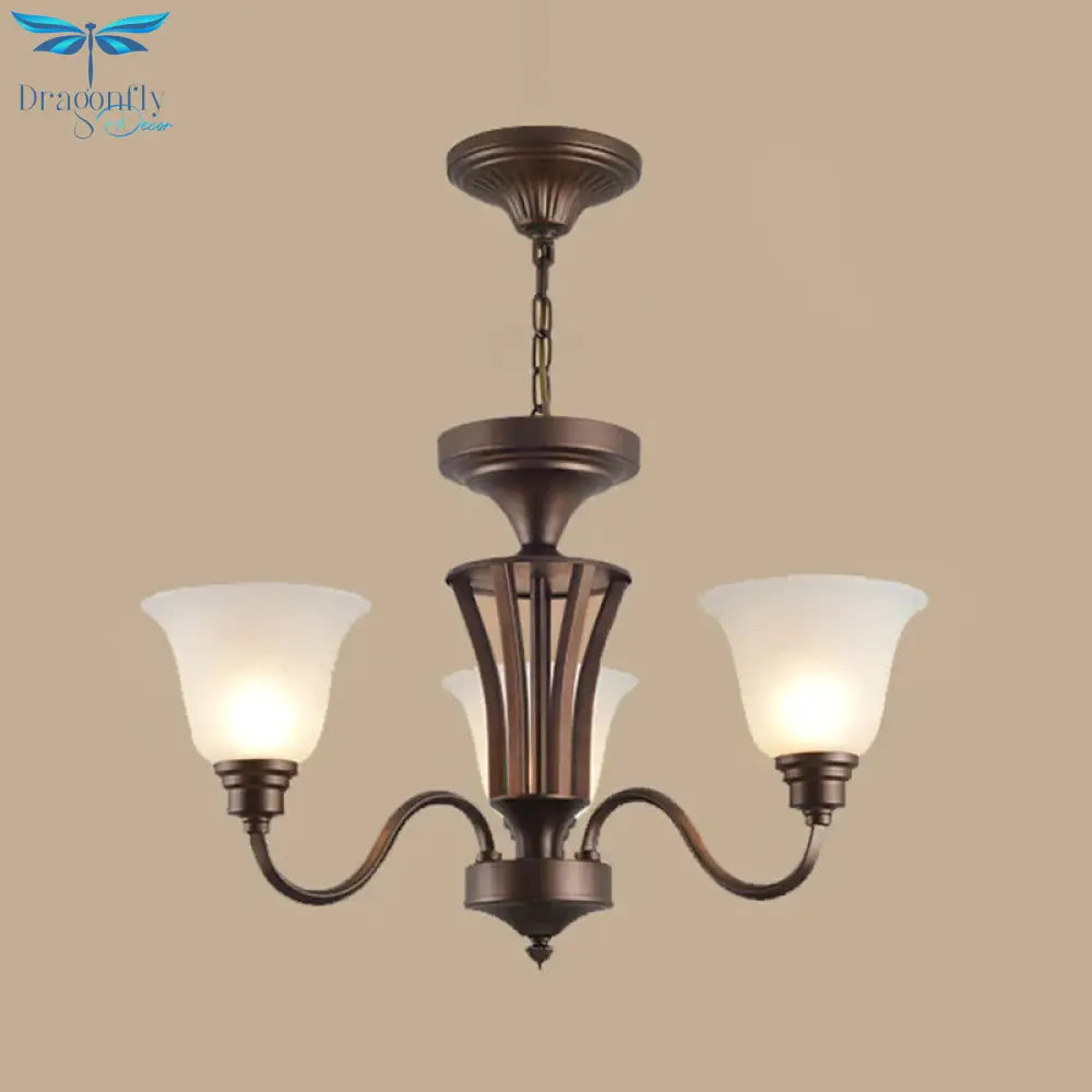 Scrolled Arm Metal Pendant Chandelier Rustic Style 3/5/6 Bulbs Guest Room Ceiling Hang Fixture In