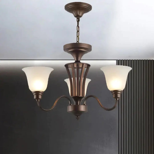 Scrolled Arm Metal Pendant Chandelier Rustic Style 3/5/6 Bulbs Guest Room Ceiling Hang Fixture In