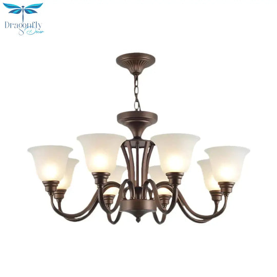 Scrolled Arm Metal Pendant Chandelier Rustic Style 3/5/6 Bulbs Guest Room Ceiling Hang Fixture In