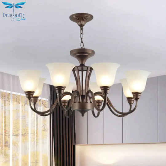 Scrolled Arm Metal Pendant Chandelier Rustic Style 3/5/6 Bulbs Guest Room Ceiling Hang Fixture In
