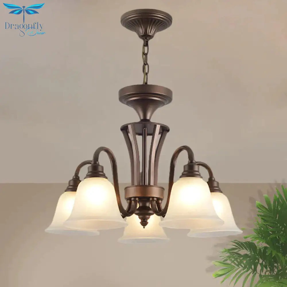 Scrolled Arm Metal Pendant Chandelier Rustic Style 3/5/6 Bulbs Guest Room Ceiling Hang Fixture In