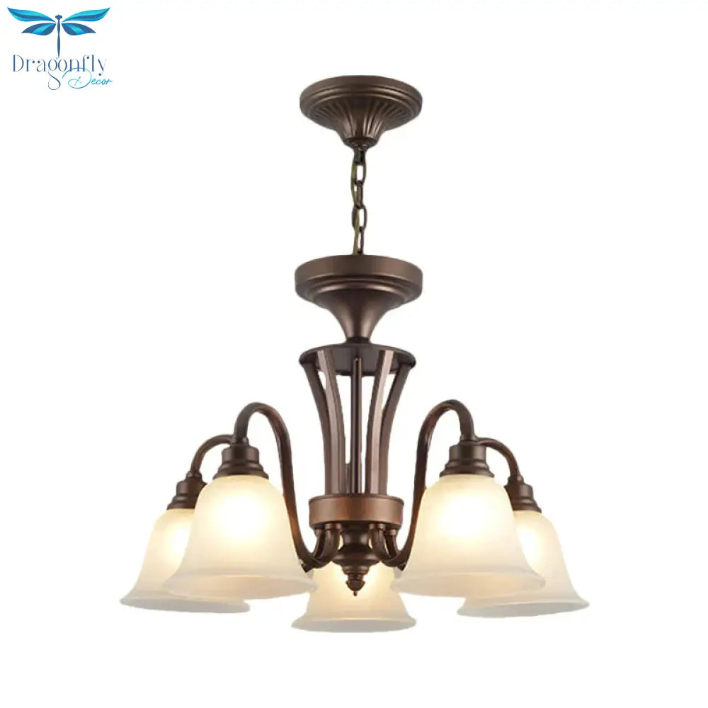 Scrolled Arm Metal Pendant Chandelier Rustic Style 3/5/6 Bulbs Guest Room Ceiling Hang Fixture In