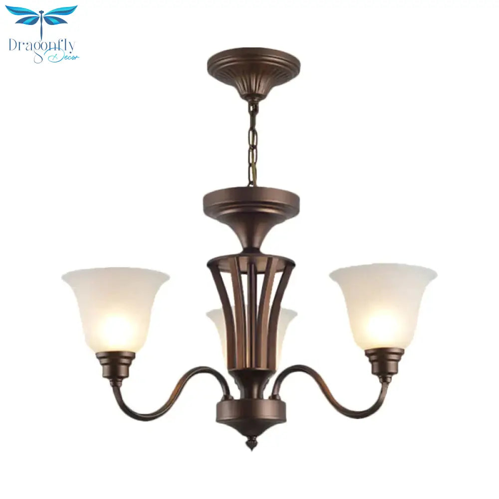 Scrolled Arm Metal Pendant Chandelier Rustic Style 3/5/6 Bulbs Guest Room Ceiling Hang Fixture In