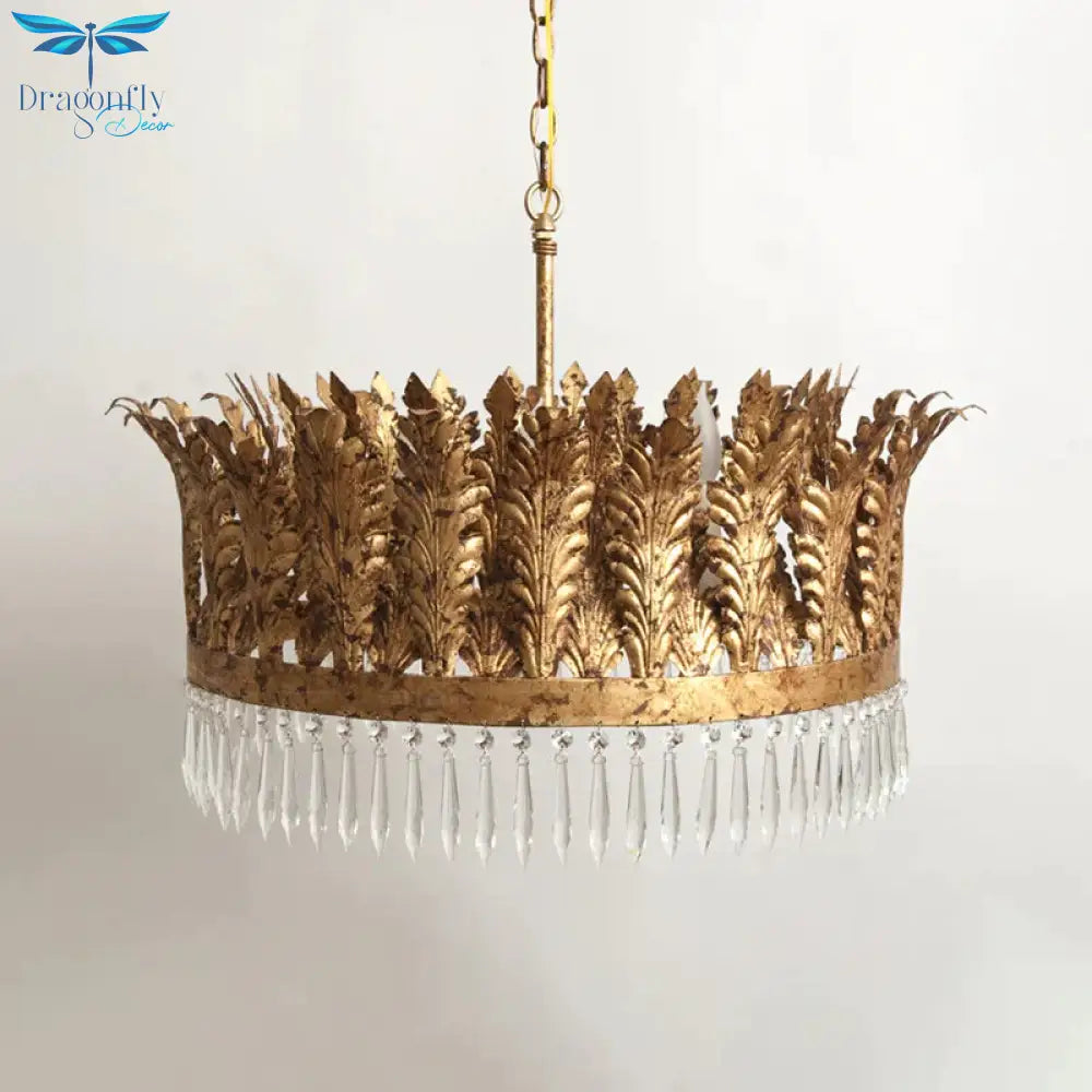 Seaweed Restaurant Ceiling Chandelier Traditional Clear Crystal Glass 3/6/8 Heads Brass Hanging