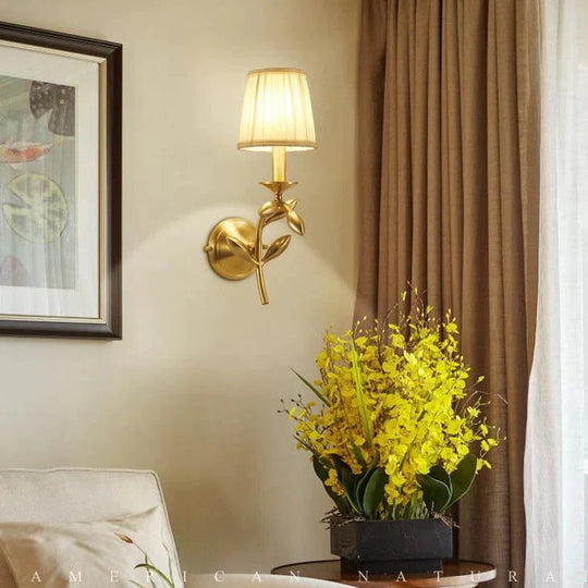 Simple European Style Flower Copper Wall Lamp Lamps