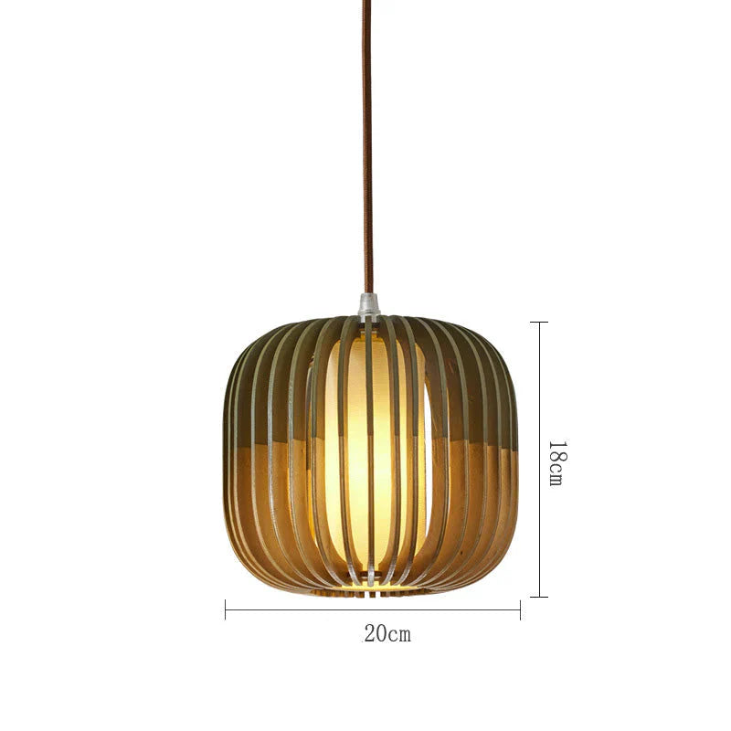 Simple Linear Lines Solid Wood Nordic Pendant 200*180Mm / No Light Source