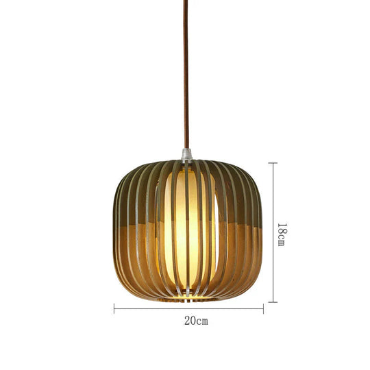 Simple Linear Lines Solid Wood Nordic Pendant 200*180Mm / No Light Source