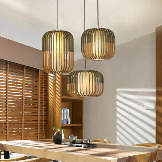 Simple Linear Lines Solid Wood Nordic Pendant