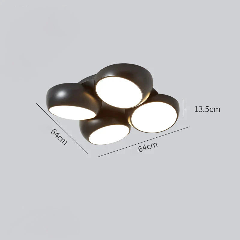 Simple Modern Atmosphere Living Room Bedroom Ceiling Lamp Black / 4 Heads Tri - Color Light