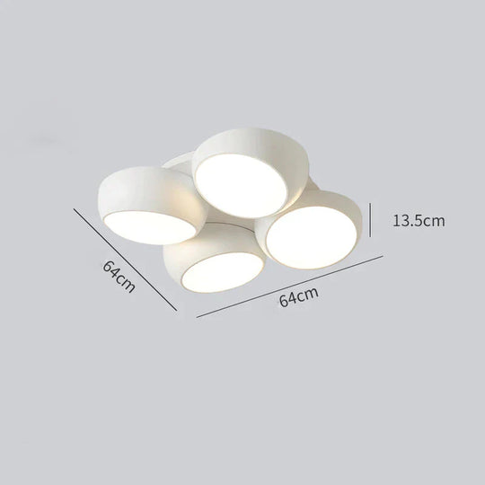 Simple Modern Atmosphere Living Room Bedroom Ceiling Lamp White / 4 Heads Tri - Color Light
