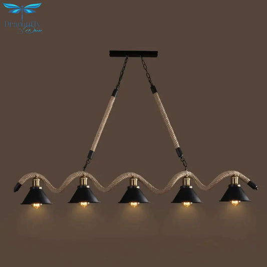 Simple Retro Led Chandelier Nordic Hemp Rope Cafe Modern Novelty American Bar Restaurant Ceiling