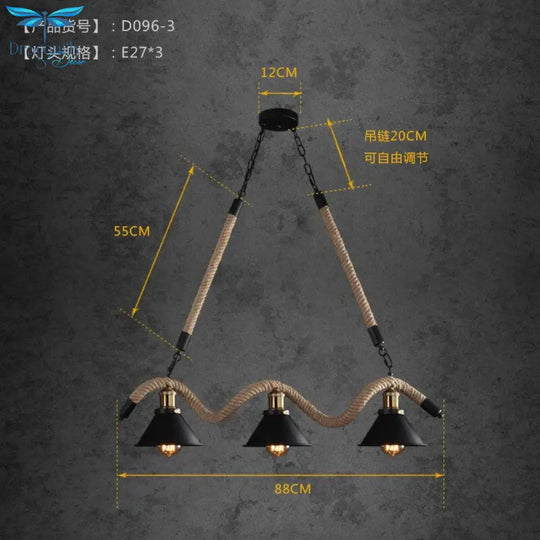 Simple Retro Led Chandelier Nordic Hemp Rope Cafe Modern Novelty American Bar Restaurant Ceiling