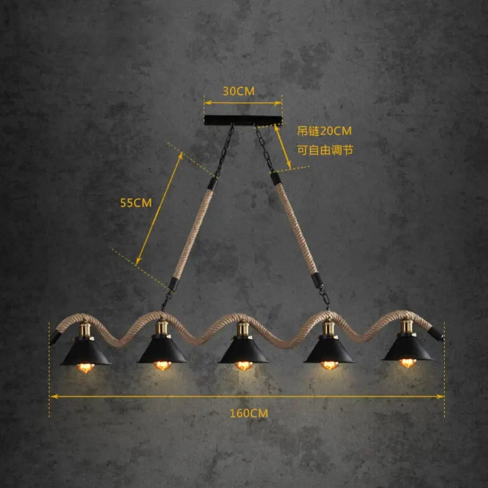 Simple Retro Led Chandelier Nordic Hemp Rope Cafe Modern Novelty American Bar Restaurant Ceiling 5