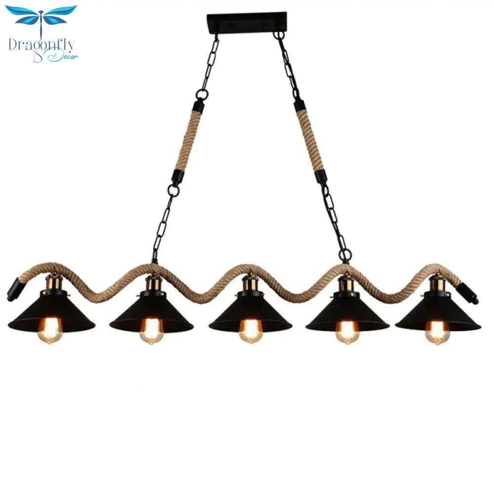 Simple Retro Led Chandelier Nordic Hemp Rope Cafe Modern Novelty American Bar Restaurant Ceiling