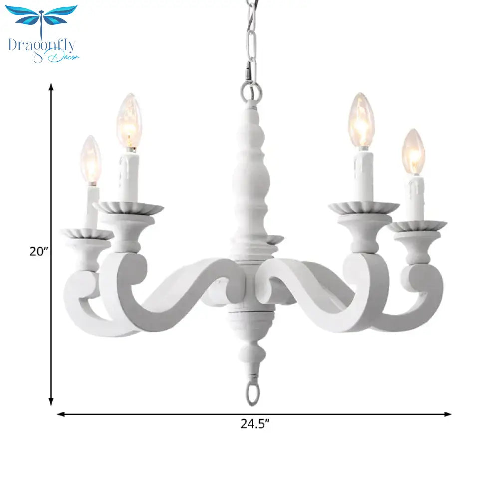 Spur Metal Hanging Chandelier Contemporary 5 Heads White Ceiling Pendant Light For Bedroom