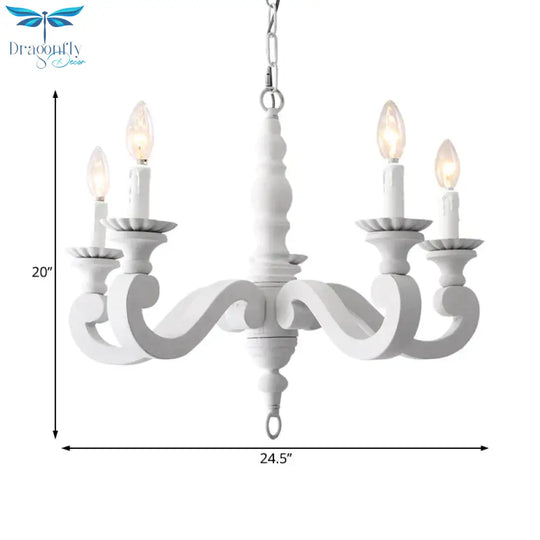 Spur Metal Hanging Chandelier Contemporary 5 Heads White Ceiling Pendant Light For Bedroom
