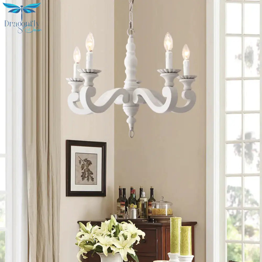 Spur Metal Hanging Chandelier Contemporary 5 Heads White Ceiling Pendant Light For Bedroom