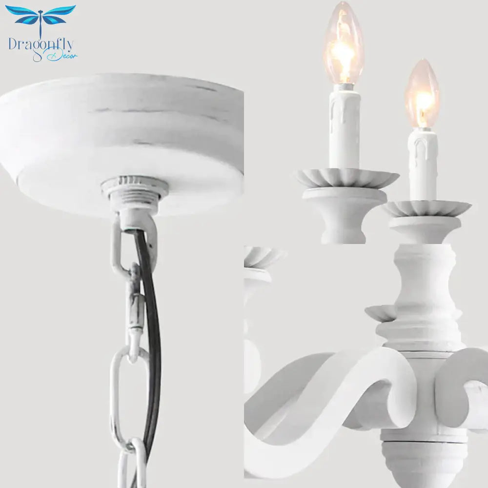 Spur Metal Hanging Chandelier Contemporary 5 Heads White Ceiling Pendant Light For Bedroom
