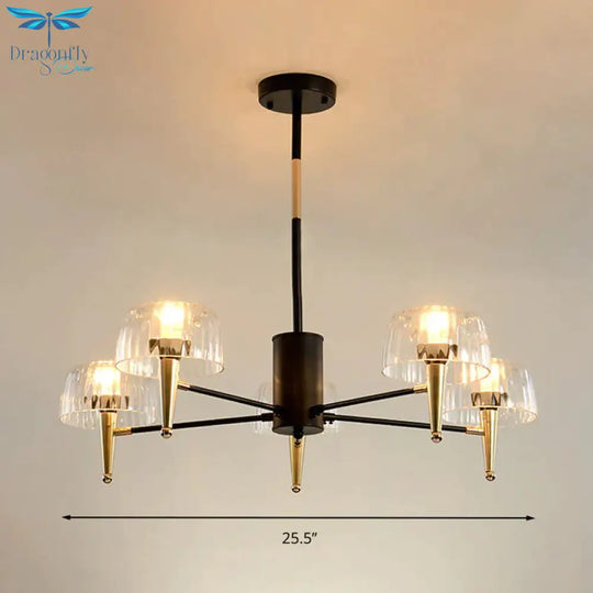 Sputnik Clear Glass Suspension Pendant Light Simple Style 3/5/6 Lights Living Room Chandelier In