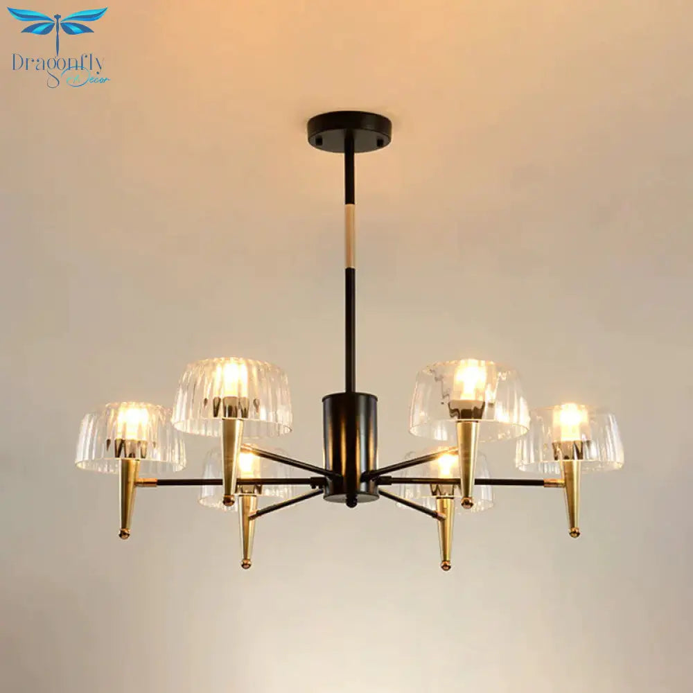 Sputnik Clear Glass Suspension Pendant Light Simple Style 3/5/6 Lights Living Room Chandelier In