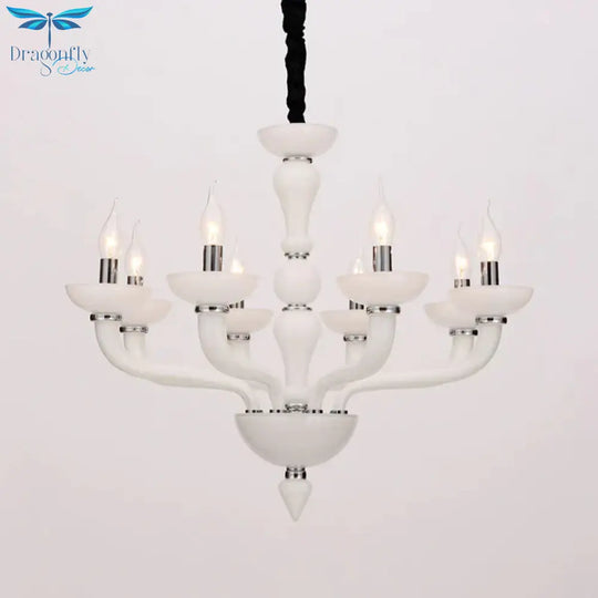 Sputnik Living Room Chandelier Lighting Antique Beige/White/Black Glass 10 Heads Chrome Hanging