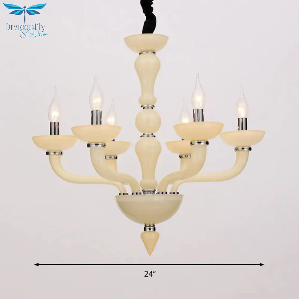 Sputnik Living Room Chandelier Lighting Antique Beige/White/Black Glass 10 Heads Chrome Hanging