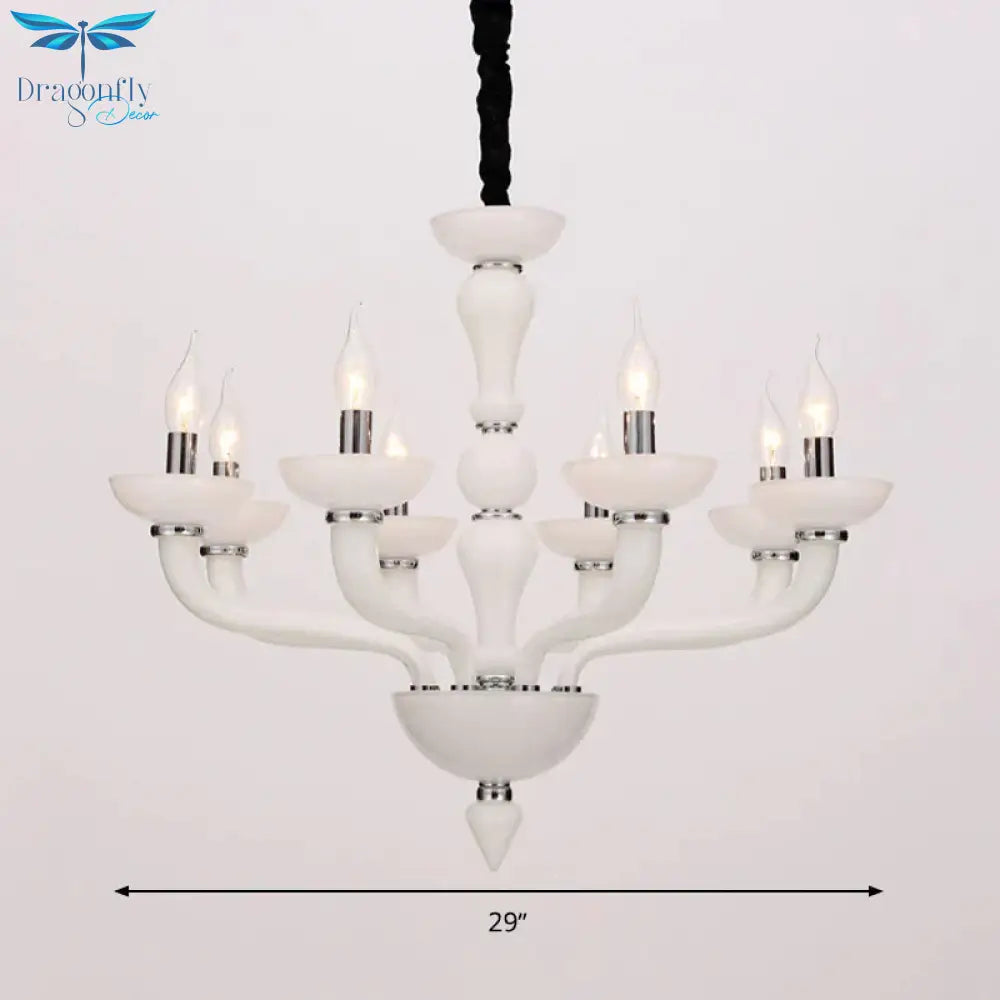 Sputnik Living Room Chandelier Lighting Antique Beige/White/Black Glass 10 Heads Chrome Hanging