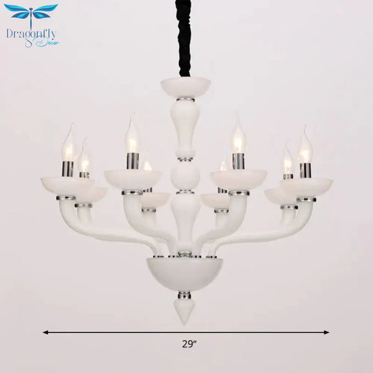 Sputnik Living Room Chandelier Lighting Antique Beige/White/Black Glass 10 Heads Chrome Hanging