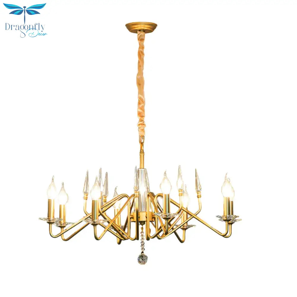 Starburst Metal Hanging Chandelier Retro 6/8/10 Heads Gold Ceiling Pendant Light With Crystal