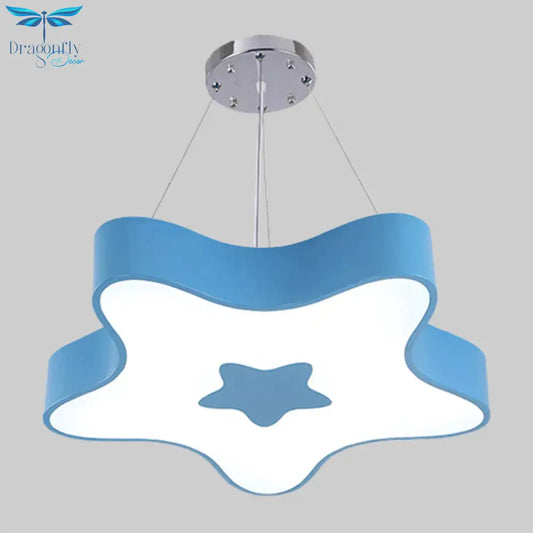 Starfish Down Lighting Pendant Nordic Acrylic Led Indoor Chandelier Lamp Fixture In Red/Blue/Yellow