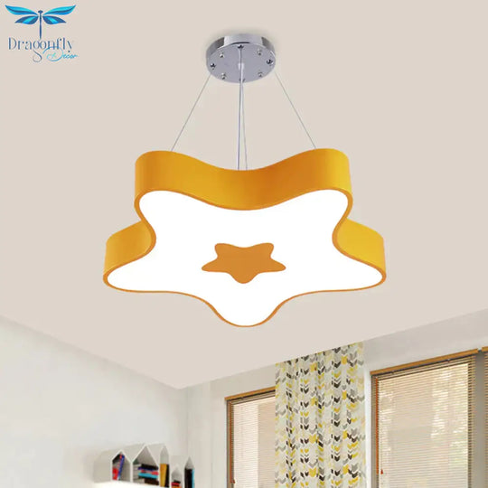 Starfish Down Lighting Pendant Nordic Acrylic Led Indoor Chandelier Lamp Fixture In Red/Blue/Yellow