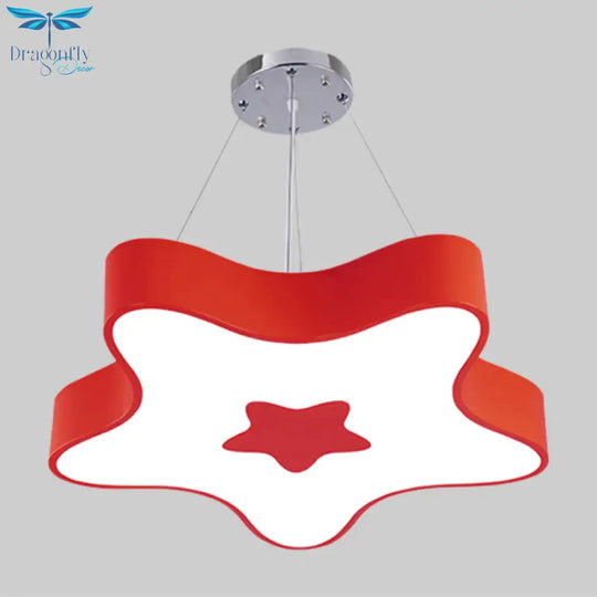 Starfish Down Lighting Pendant Nordic Acrylic Led Indoor Chandelier Lamp Fixture In Red/Blue/Yellow