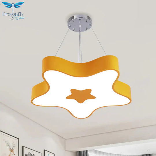Starfish Down Lighting Pendant Nordic Acrylic Led Indoor Chandelier Lamp Fixture In Red/Blue/Yellow