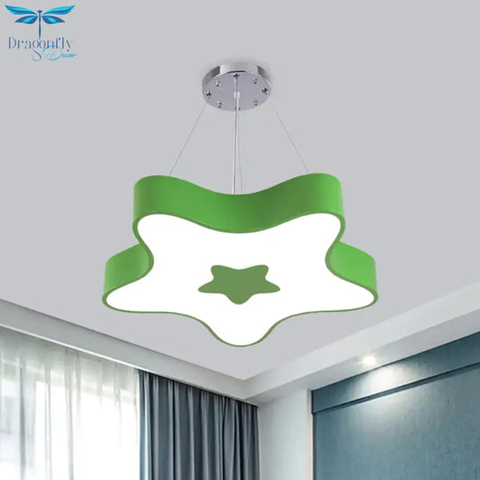 Starfish Down Lighting Pendant Nordic Acrylic Led Indoor Chandelier Lamp Fixture In Red/Blue/Yellow