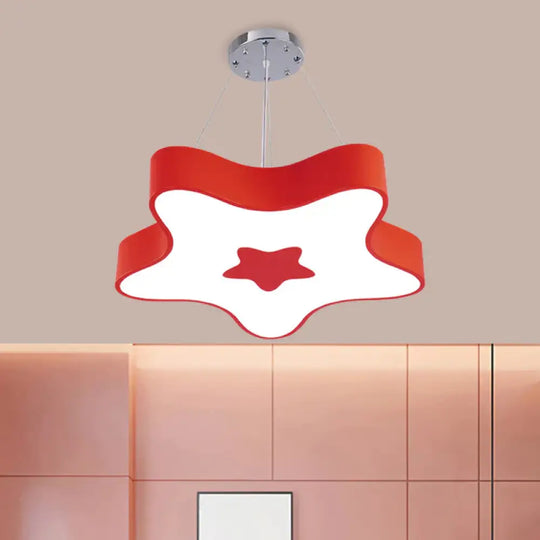 Starfish Down Lighting Pendant Nordic Acrylic Led Indoor Chandelier Lamp Fixture In Red/Blue/Yellow