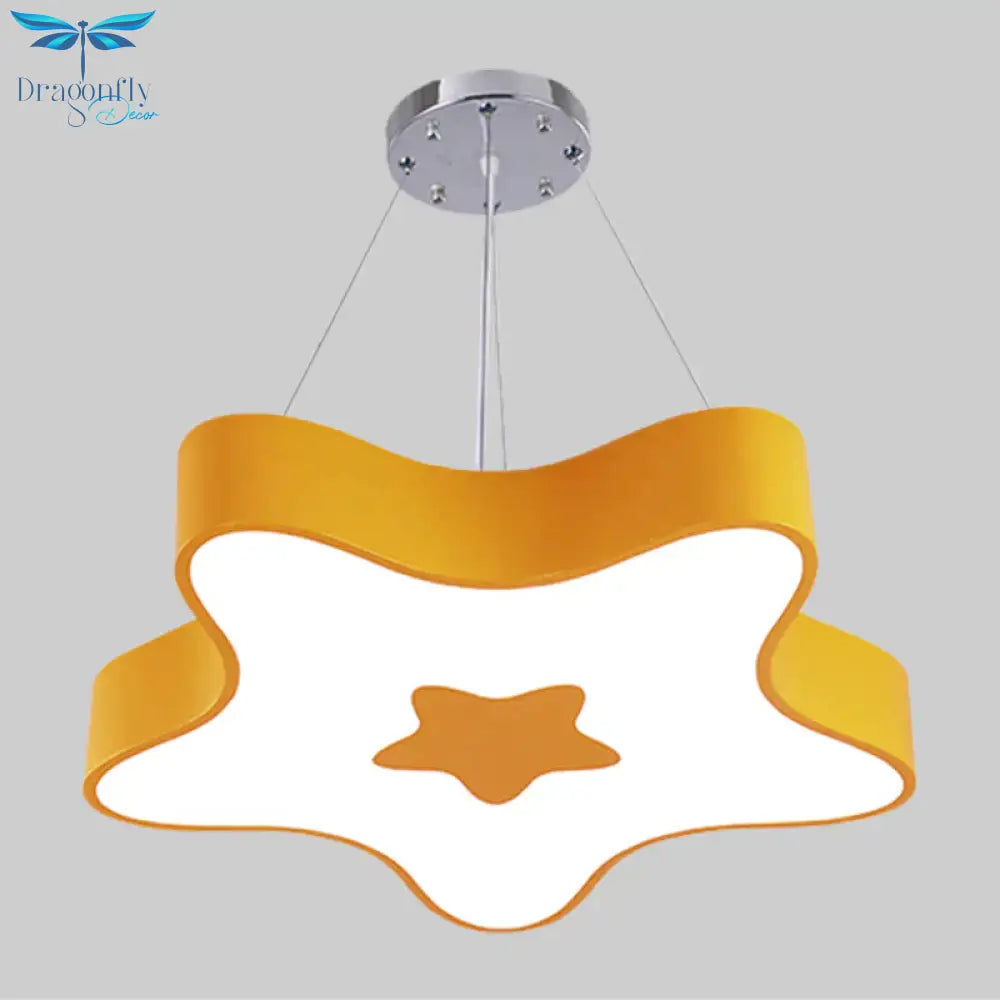 Starfish Down Lighting Pendant Nordic Acrylic Led Indoor Chandelier Lamp Fixture In Red/Blue/Yellow