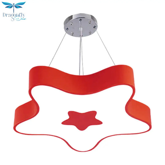 Starfish Down Lighting Pendant Nordic Acrylic Led Indoor Chandelier Lamp Fixture In Red/Blue/Yellow