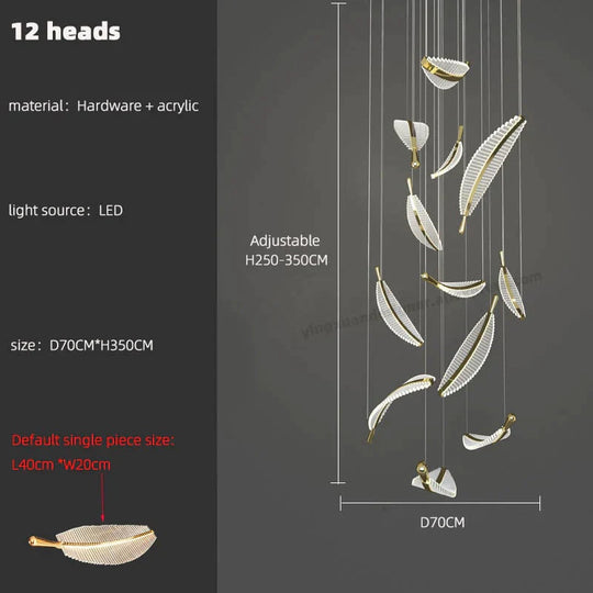 Stellana - Leaf Cluster Chandelier 12 Heads / White Light