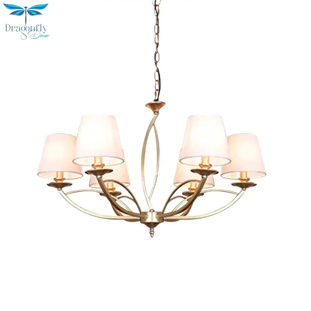 Swooping Arm Metallic Chandelier Lighting Traditional Style 4/6/8 Heads Guest Room Suspension Lamp
