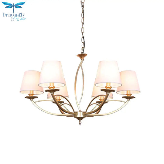Swooping Arm Metallic Chandelier Lighting Traditional Style 4/6/8 Heads Guest Room Suspension Lamp
