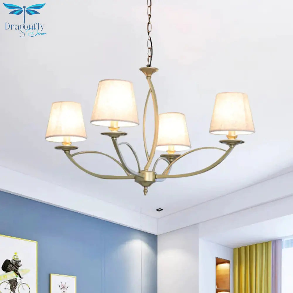 Swooping Arm Metallic Chandelier Lighting Traditional Style 4/6/8 Heads Guest Room Suspension Lamp