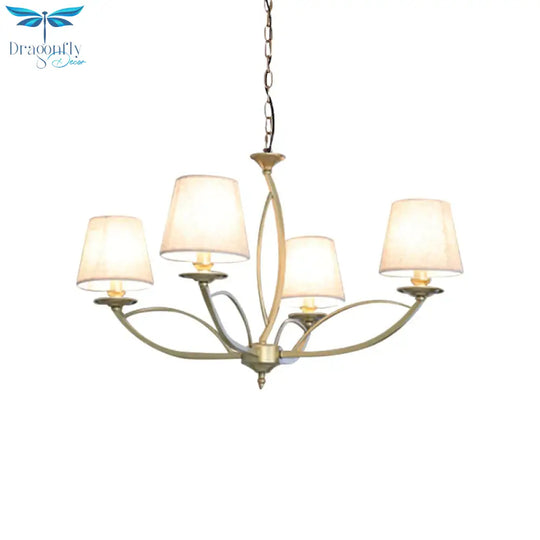 Swooping Arm Metallic Chandelier Lighting Traditional Style 4/6/8 Heads Guest Room Suspension Lamp