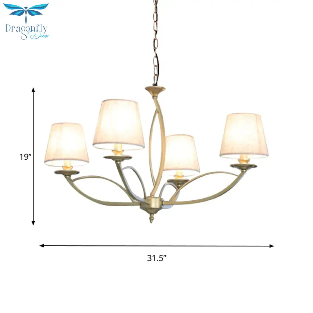 Swooping Arm Metallic Chandelier Lighting Traditional Style 4/6/8 Heads Guest Room Suspension Lamp