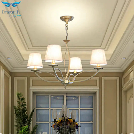 Swooping Arm Metallic Chandelier Lighting Traditional Style 4/6/8 Heads Guest Room Suspension Lamp