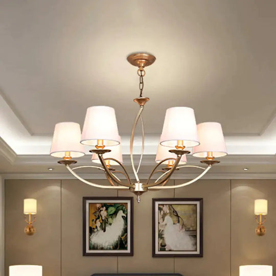 Swooping Arm Metallic Chandelier Lighting Traditional Style 4/6/8 Heads Guest Room Suspension Lamp