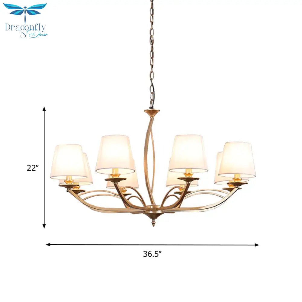 Swooping Arm Metallic Chandelier Lighting Traditional Style 4/6/8 Heads Guest Room Suspension Lamp