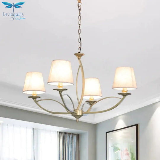 Swooping Arm Metallic Chandelier Lighting Traditional Style 4/6/8 Heads Guest Room Suspension Lamp